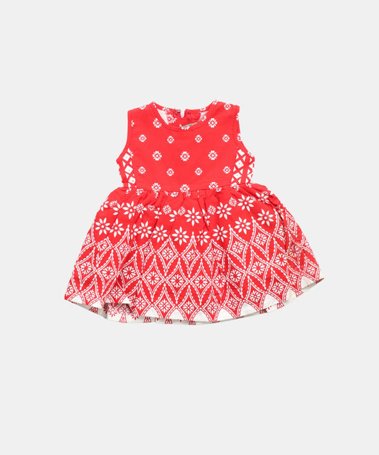 Tiny Girl Peach Embroidered Girls Frock Dress