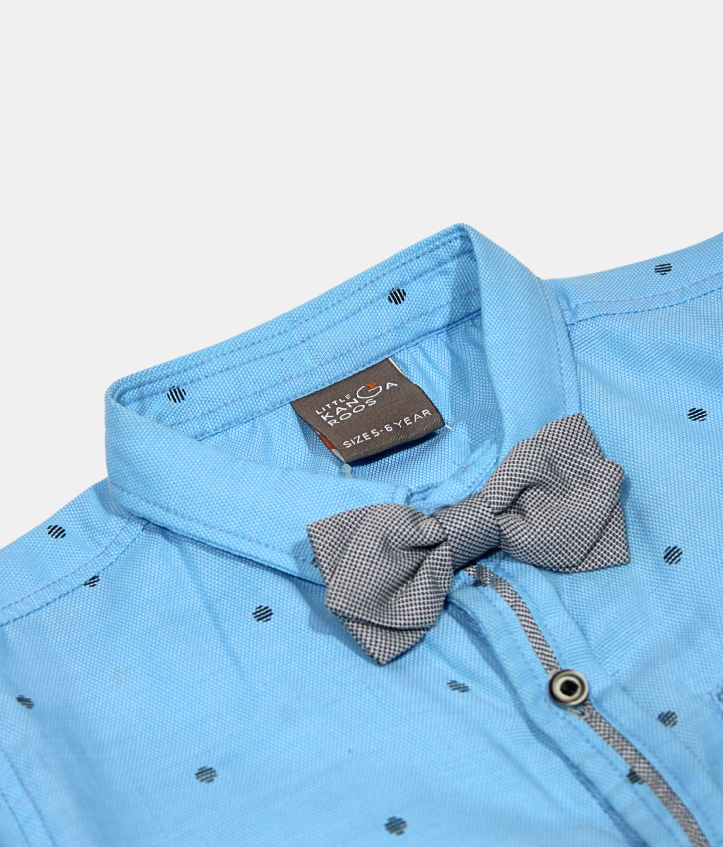 Little Kangaroos Sky Blue Printed Boys Shirt with Bow