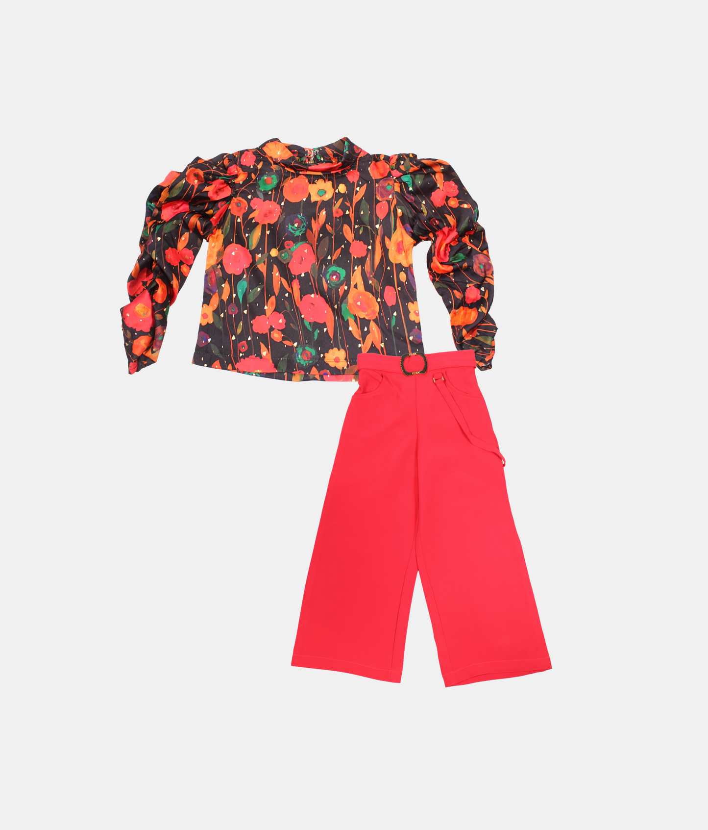 Tiny Girl Red Floral Girls Top & Pants Set