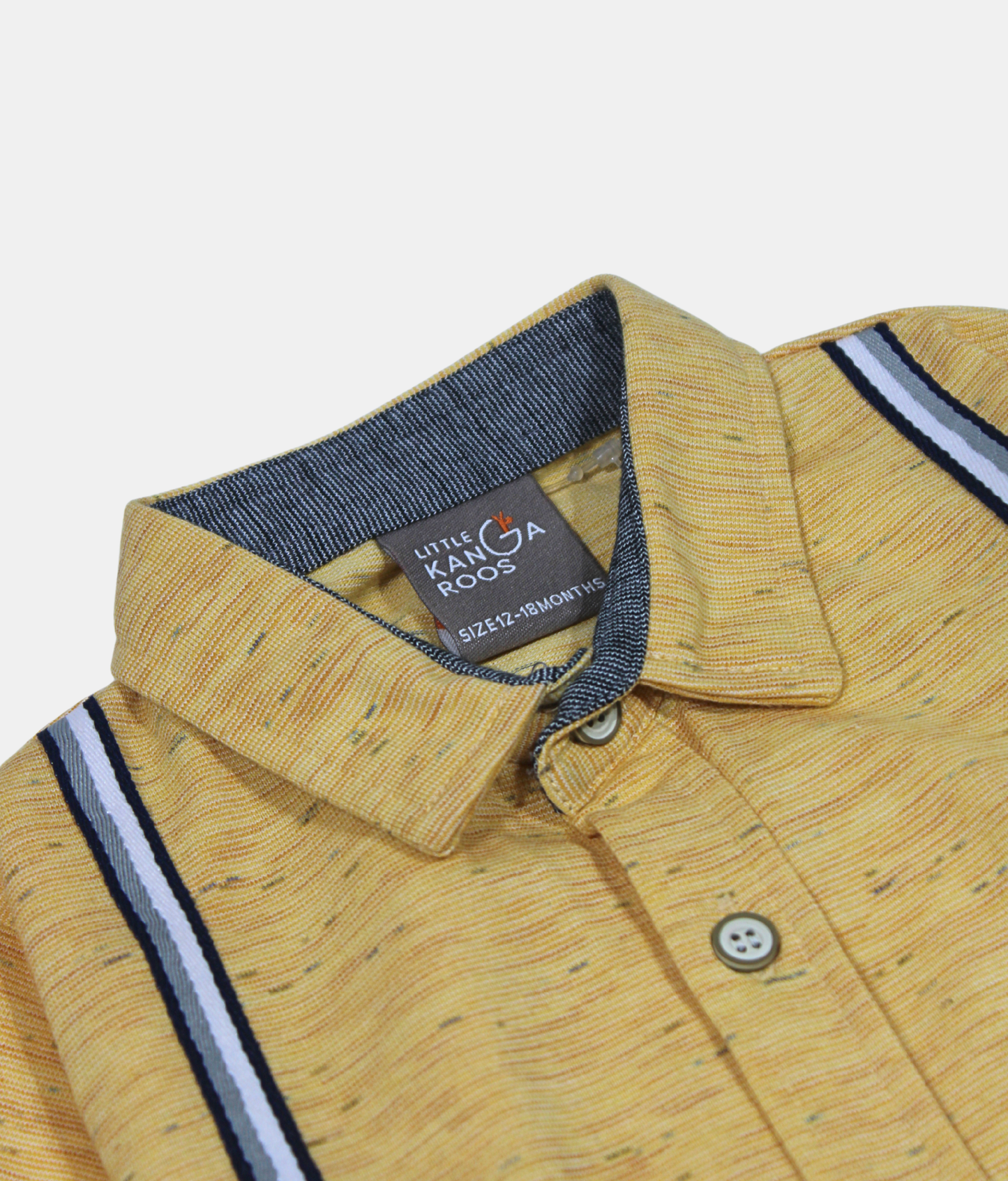 Little Kangaroos Mustard Boys Shirt with Zebra Suspender Patch