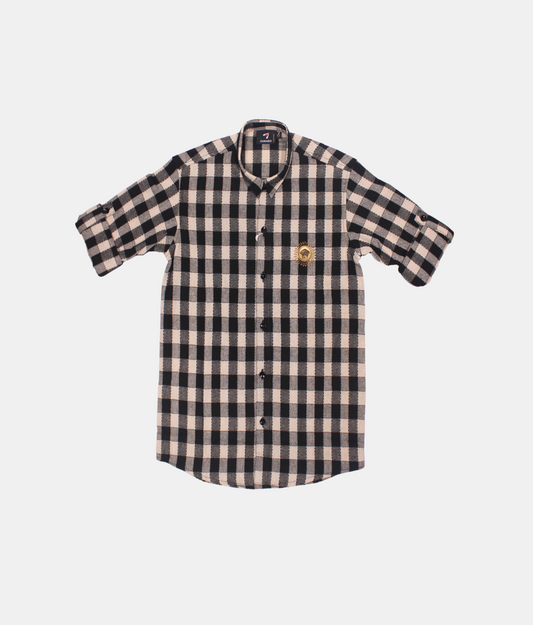 Danaboi Black and Off-White Checkered Boys Shirt