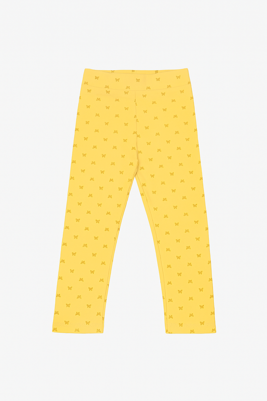 Play Yellow Printed Girls Leggings