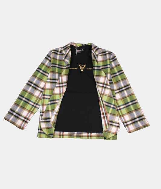 Danaboi Green Checked Boys Winter Jacket
