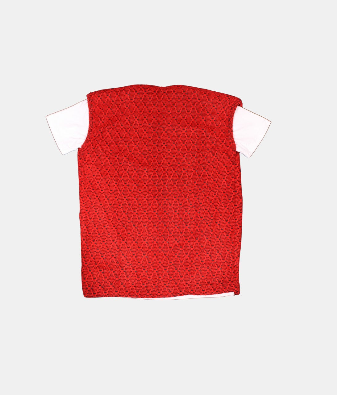 Danaboi Red Printed Boys Open Vest with White T-Shirt
