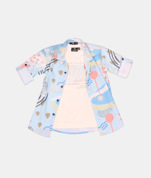 Danaboi Pale Blue Printed Boys Shirt