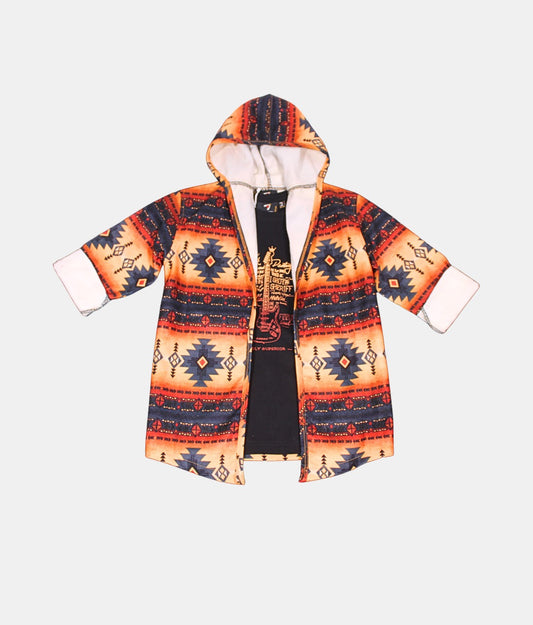 Danaboi Orange & Blue Tribal Print Boys' Hoodie with Black T-Shirt