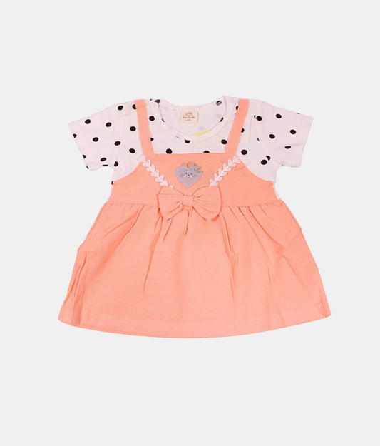 Dapp Peach Bow Detail Girls Dress