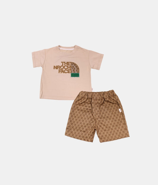 Dapp Beige Printed Boys Co-ord Set