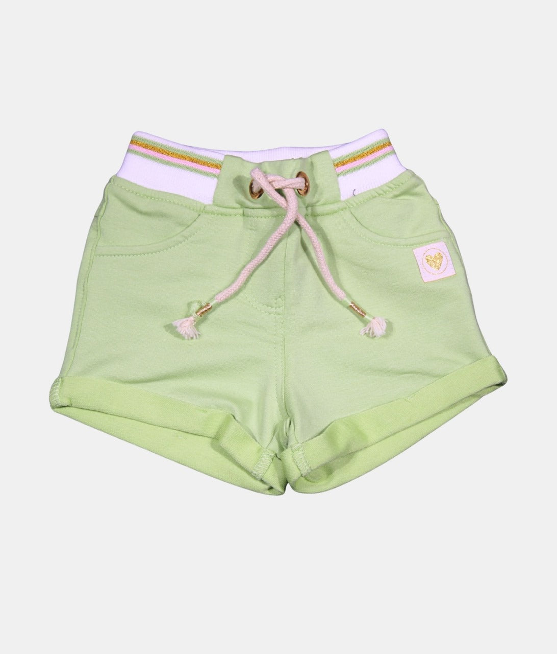 Play Light Green Kids Shorts with Striped Waistband