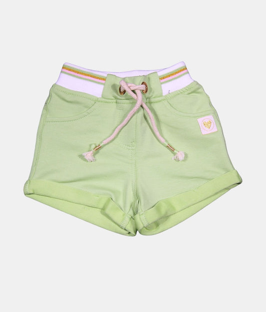 Play Light Green Kids Shorts with Striped Waistband