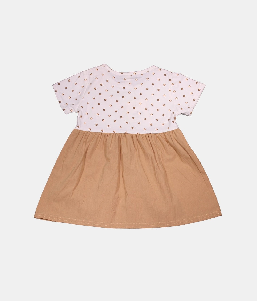 Dapp Brown Girls Dungaree Dress with Printed White Top