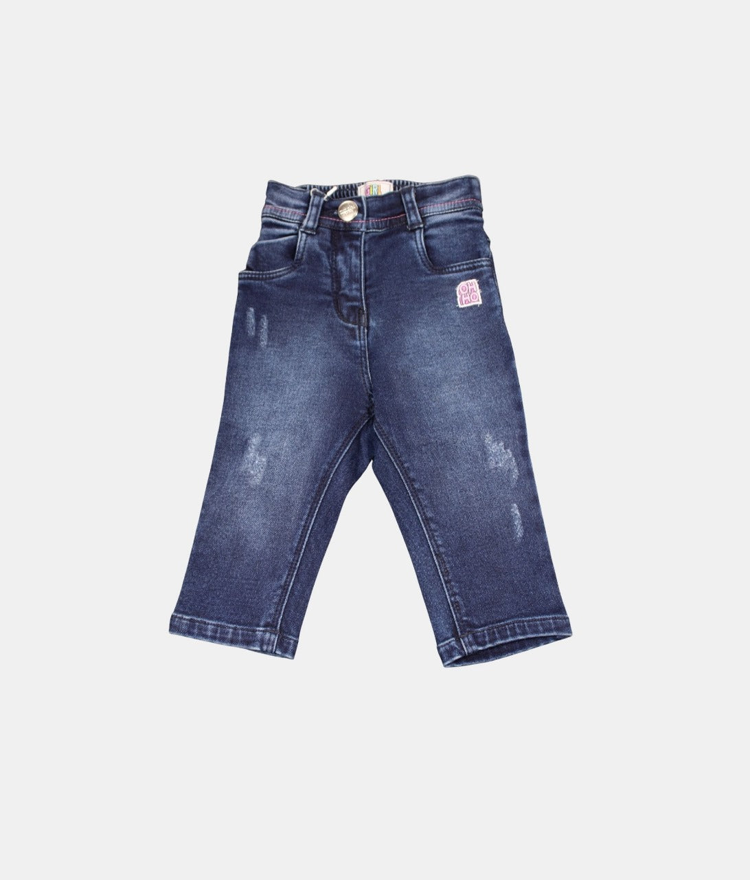 Dark Blue Distressed Kids Jeans