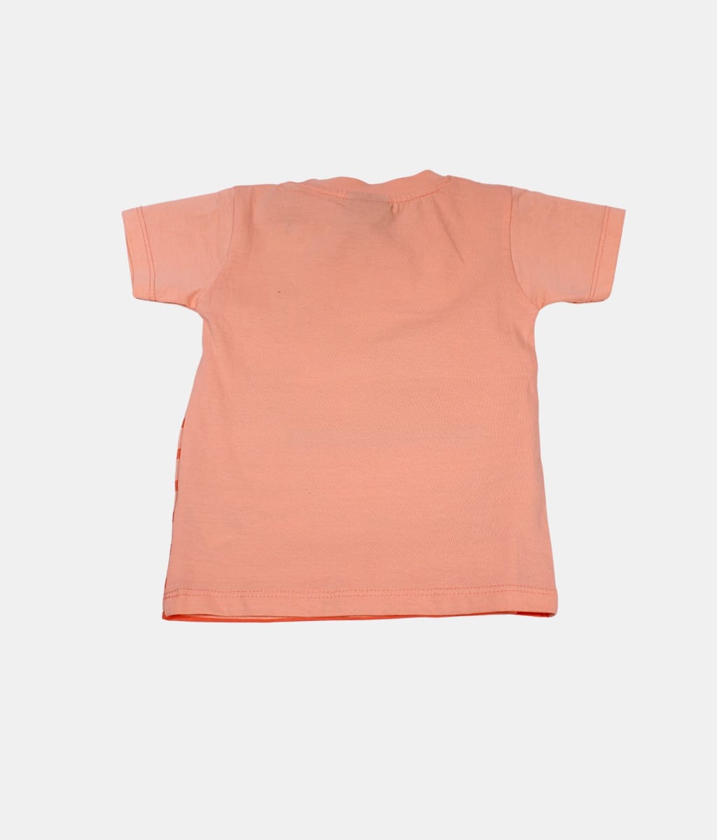 Little Kangaroos Peach Striped Kids T-Shirt with Ship Mates Print