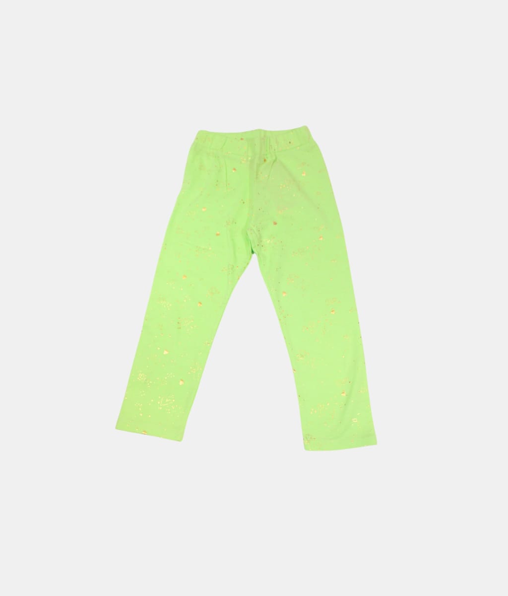 Play Light Green Printed Girls Leggings