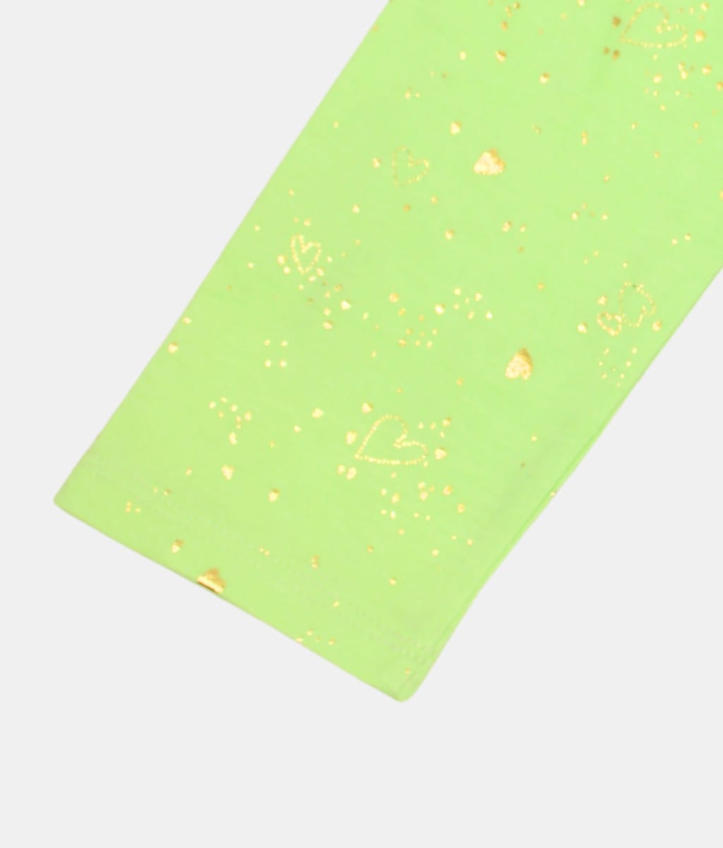 Play Light Green Printed Girls Leggings