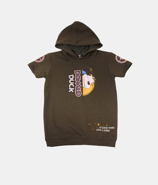Danaboi Olive Green Donald Duck Boys Hoodie Tee