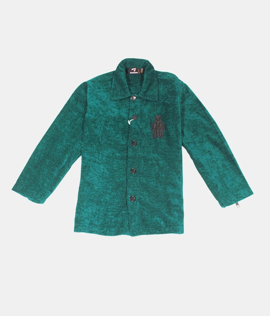 Danaboi  Dark Green Kids Shirt with Bear Applique