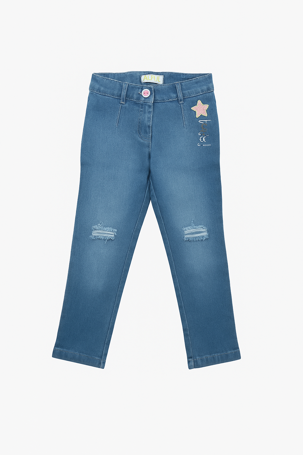 Tiny Girl Hello Star Light Blue Distressed Girls Jeans