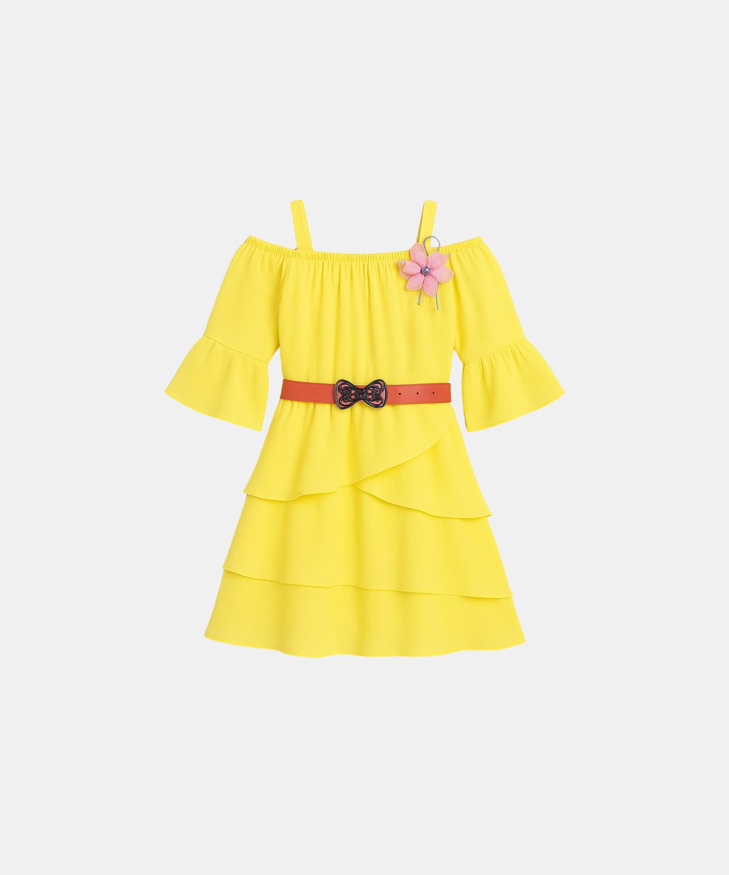 Tiny Girl  Light Blue Ruffled Floral Girls Dresses