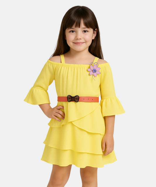 Tiny Girl  Light Blue Ruffled Floral Girls Dresses