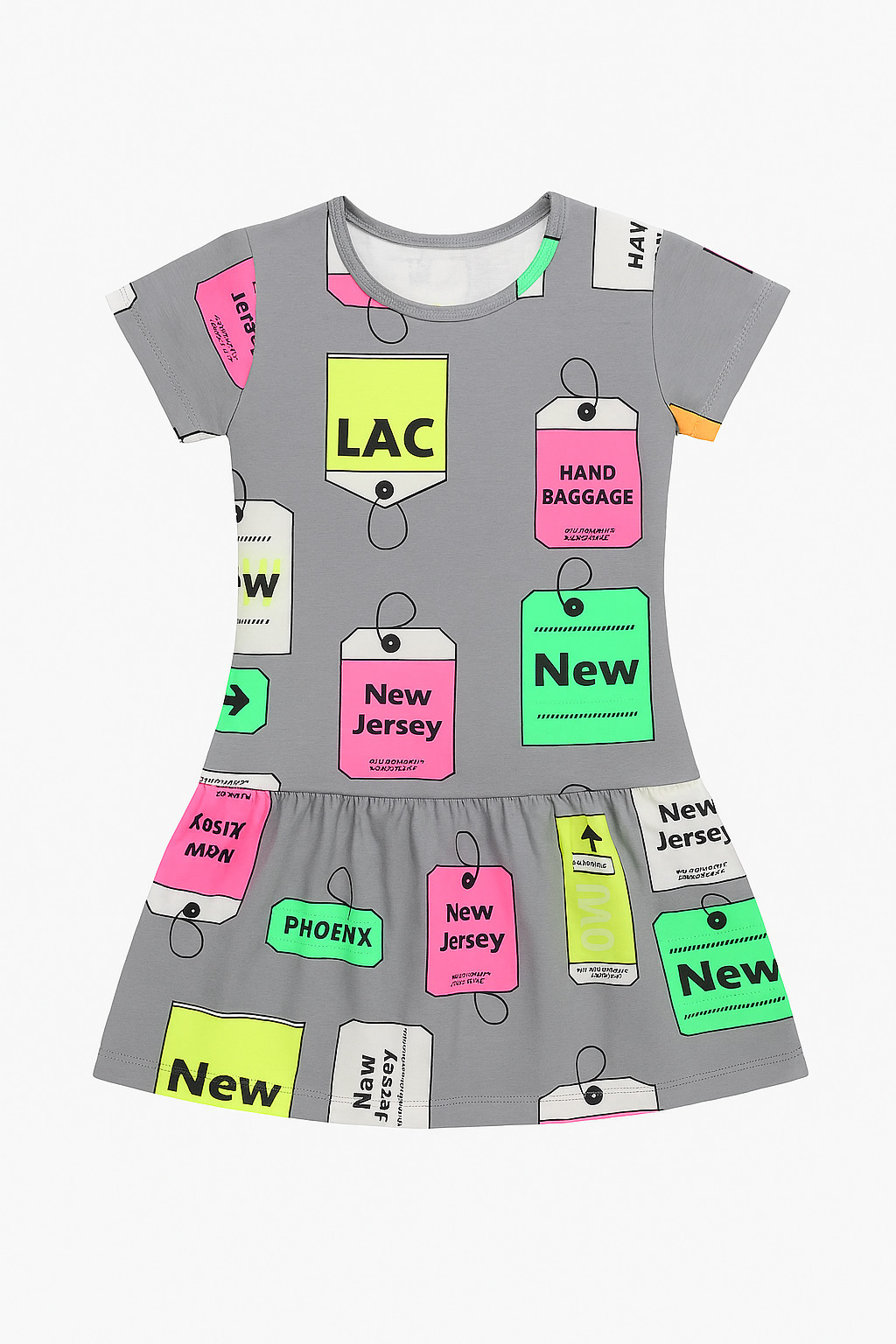 Tiny Girl Gray Typographic Print Fit & Flare Dress