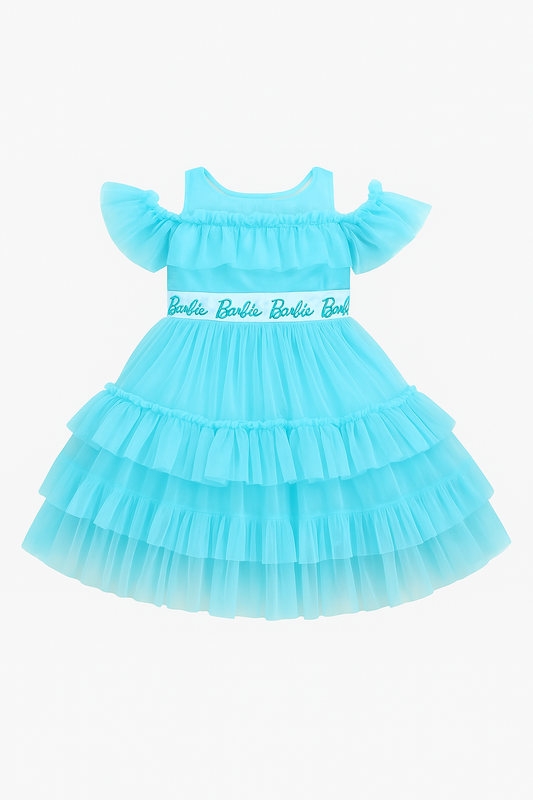 Tiny Girl Sky Blue Girls Barbie Party Frock
