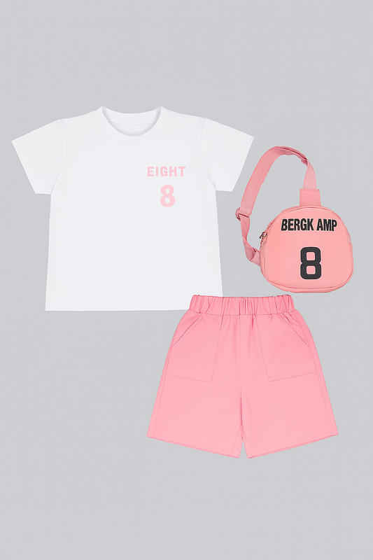 Dapp White & Pink Girls Co-ord Set