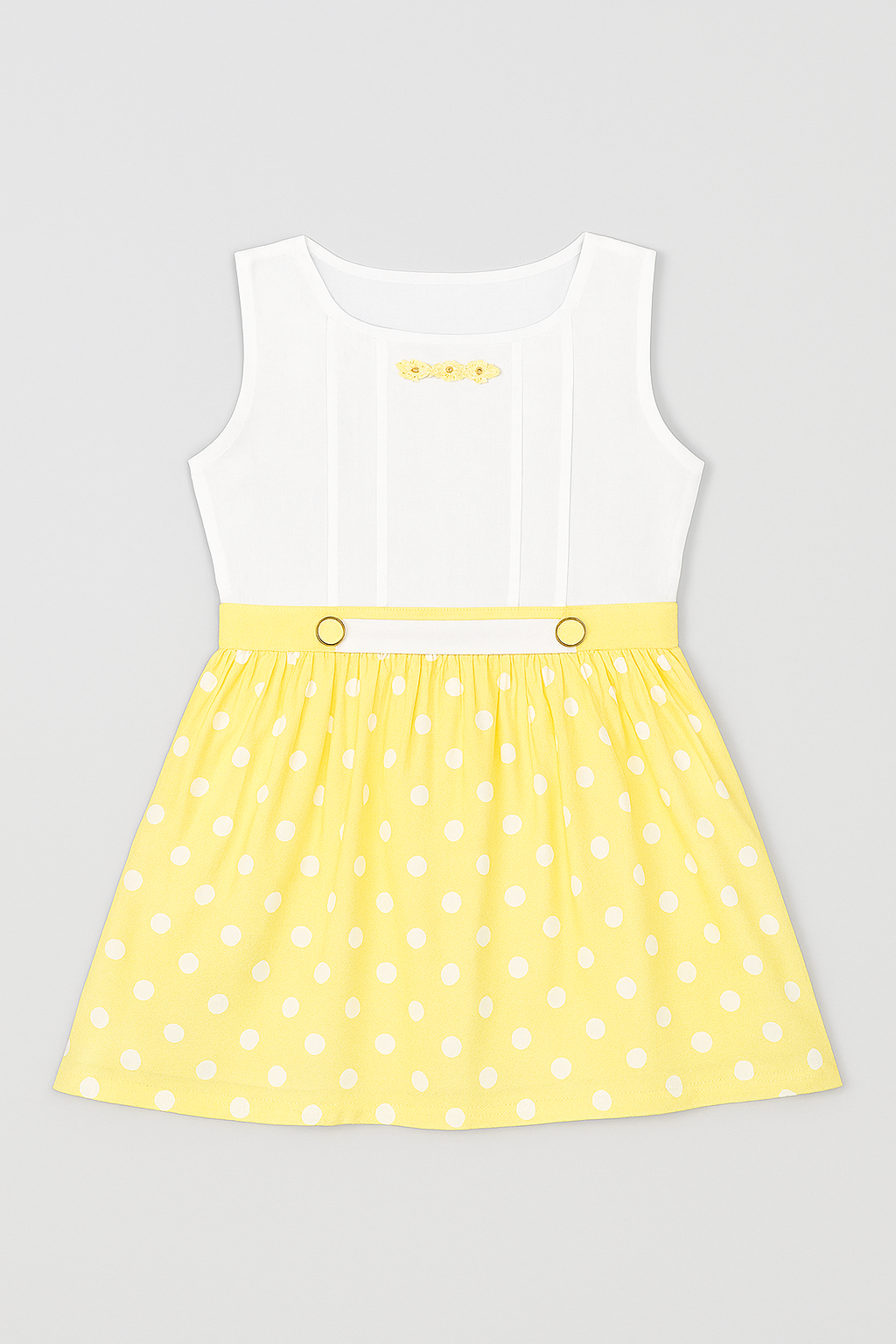 Tiny Girl Yellow Polka Dot Girls Frock