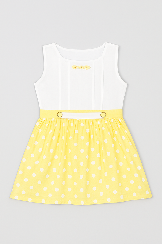 Tiny Girl Yellow Polka Dot Girls Frock