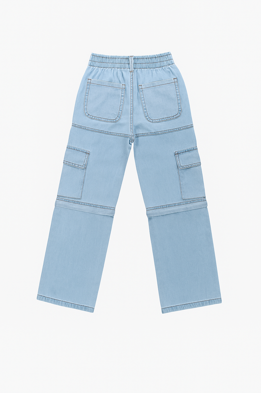 Tiny Girl Light Blue Convertible Girls Cargo Jeans