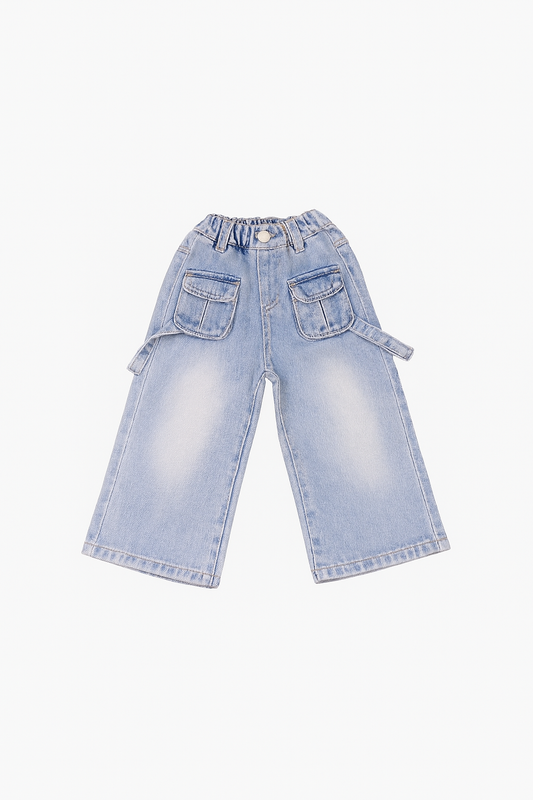DAPP Light Blue Girls Cargo Denim Pant