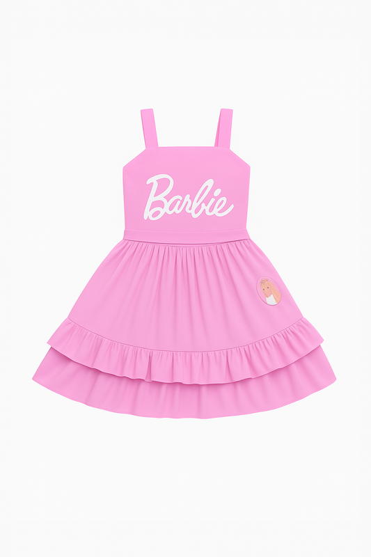 Tiny Girl Baby Pink Barbie Girls Frock