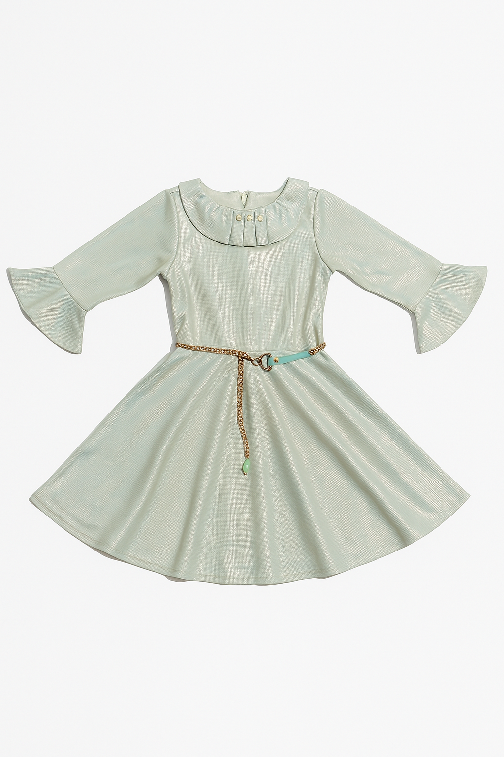 Tiny Girl Silver Textured Ruffled Girls Dress