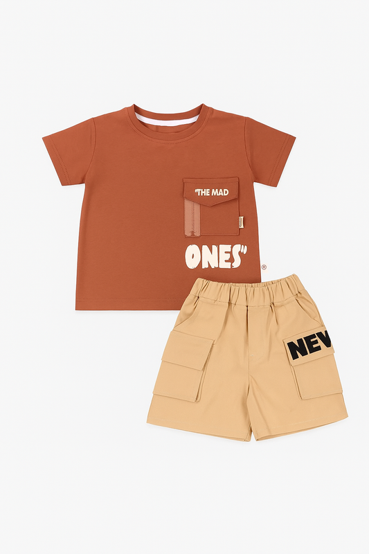 Dapp Rust & Beige Boys Co-ord Set