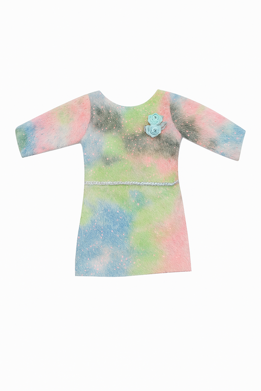 Tiny Girl Multi-color Fluffy Girls Top & Skirt Set