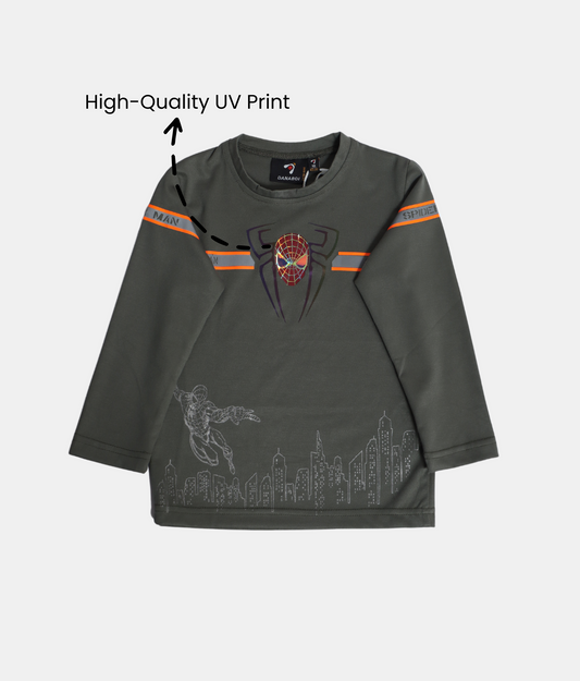 Danaboi Olive Green Boys Full Sleeve T-Shirt